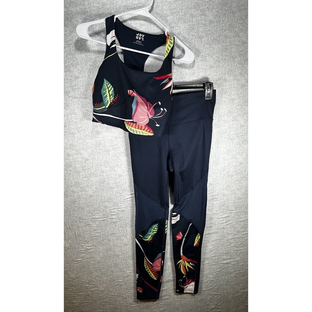 JOYLAB Navy Blue Floral MeshYoga Active Leggings and top Small / XS